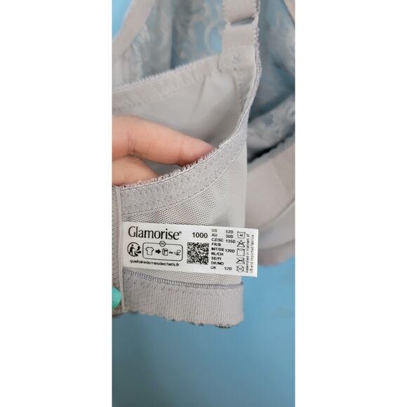 Glamorise 52D Gray Bra with cushion adjustable strap and lace - Picture 7 of 7